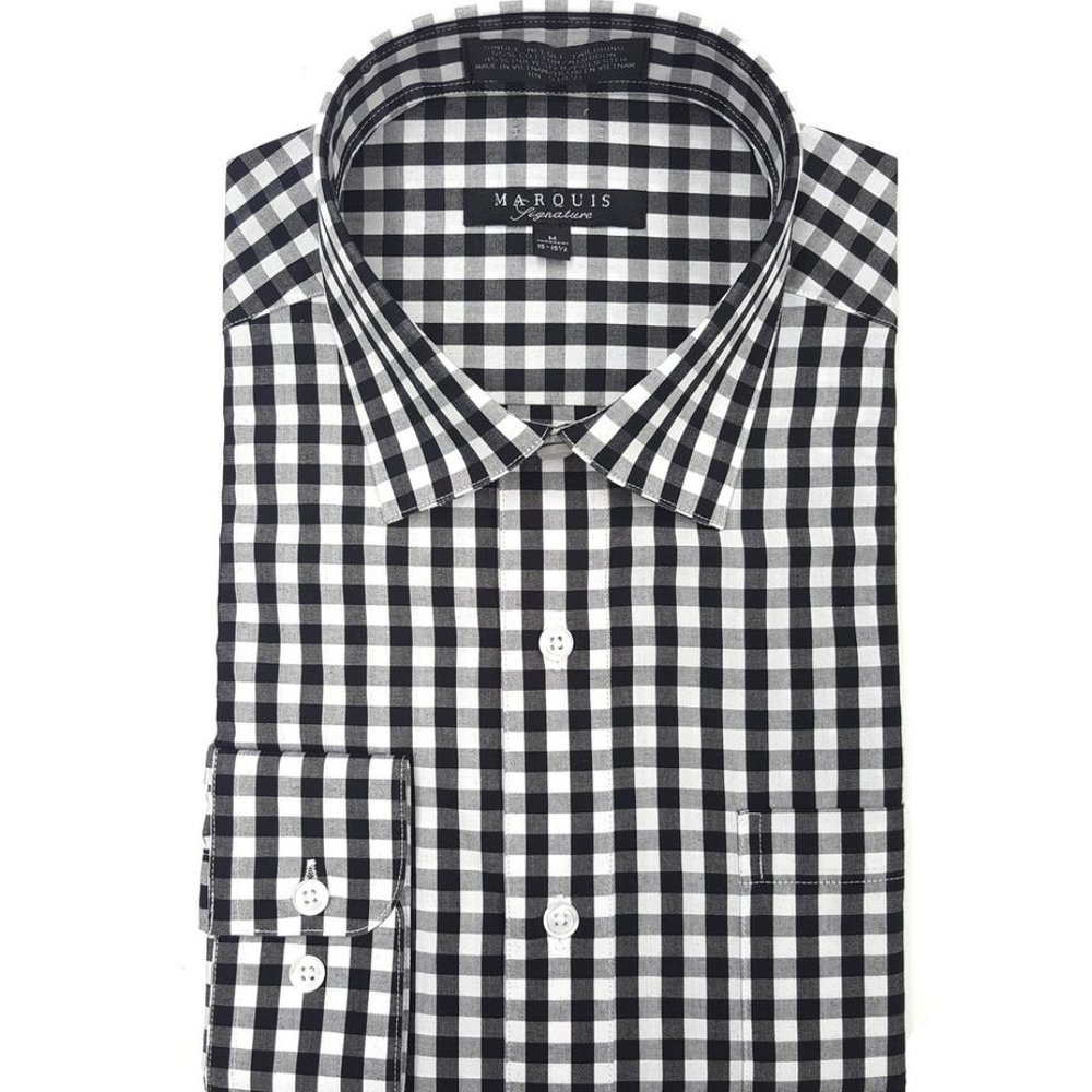 2X Marquis Black Gingham Long Sleeve  2XL 18-18.5